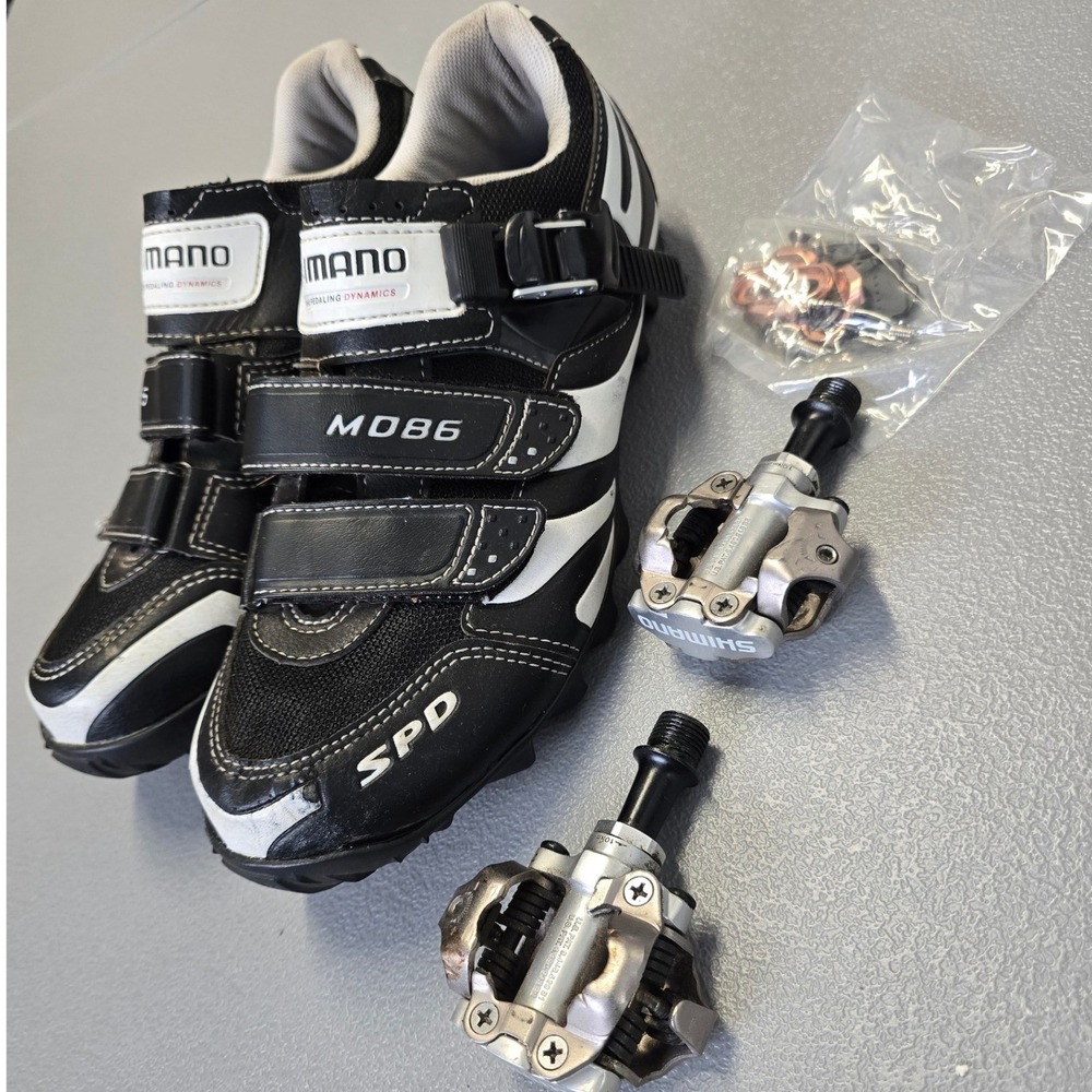Shimano SPD Cycling Shoes Size 42 + Shimano Clipless Pedals Bundle MTB Road - Picture 7 of 10